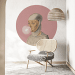 Seinakleebis Woman with Bubble Gum Pink