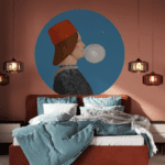 Seinakleebis Boy with Bubble Gum blue